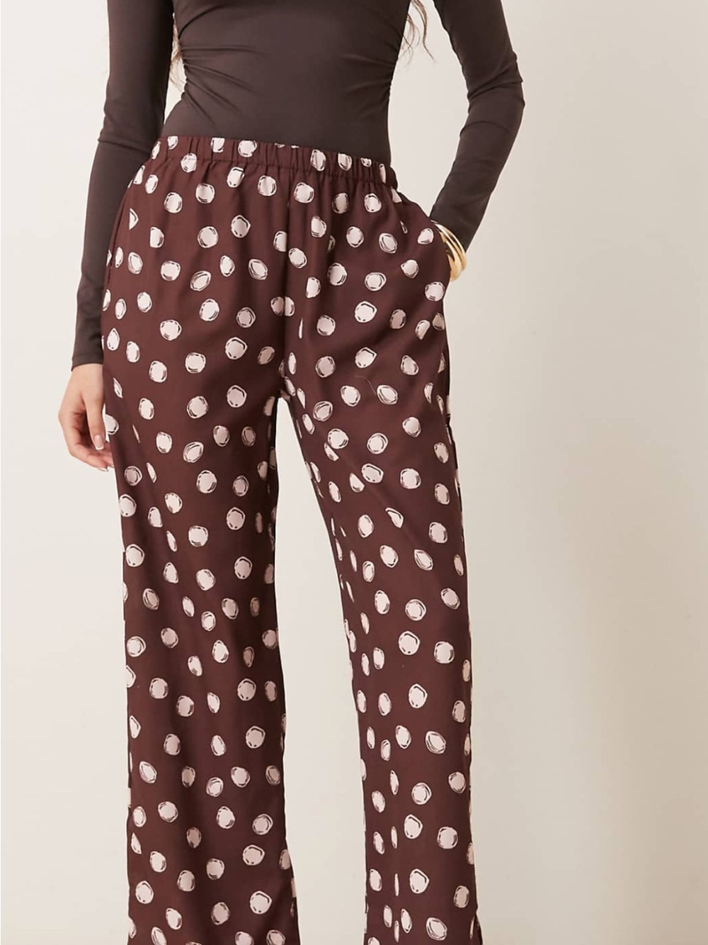 Sister Jane Brown Polka Dot Wide-Leg Trousers